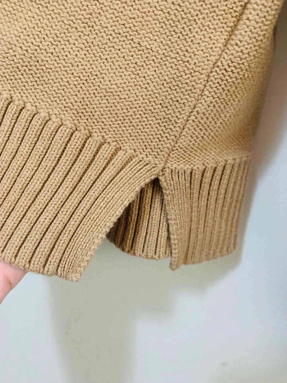 Quince Organic Cotton Cropped Cardigan camel size small - Picture 3 of 6